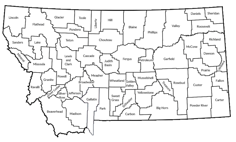 Montana map with county names